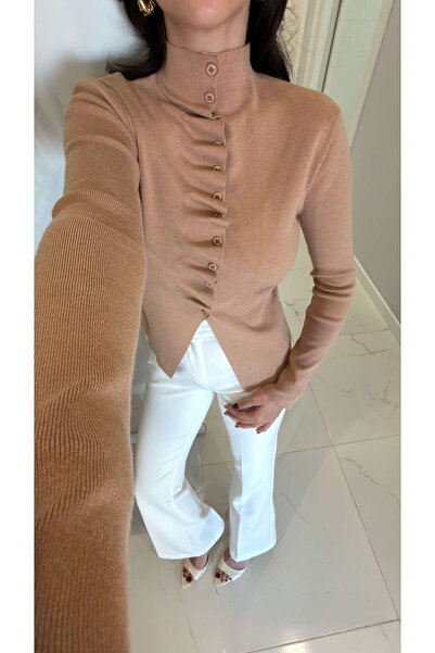 BİRCANÇİL Cessil Camel Self-Tie Cardigan