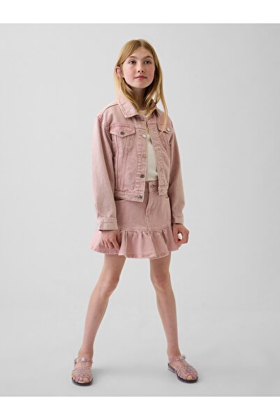 GAP Kız Çocuk Pembe Denim Ruffle Etek