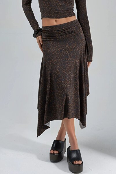 Hiccup BUSEM Asymmetrical midi skirt with Printed and high waist