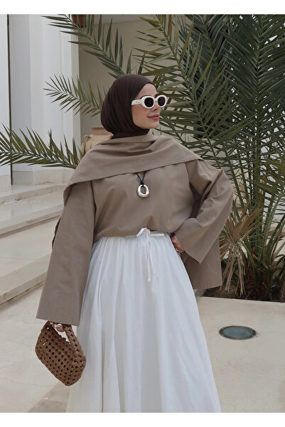 MODA AKSA 5471 SEYYAR ŞALLI KETEN ÜST( vizon )