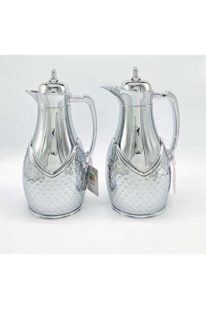 ABAREEK Ashwaq Thermos Set 1.0/1.0 Liter Nickel Silver - Distinctive Design f...