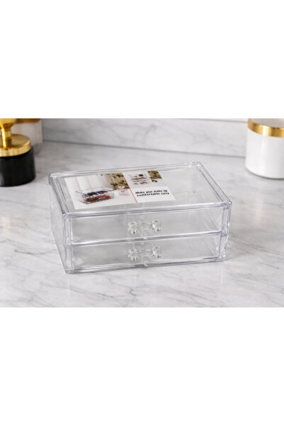 Generic منظم مكياج شفاف من أكريليك مزود بدرجين