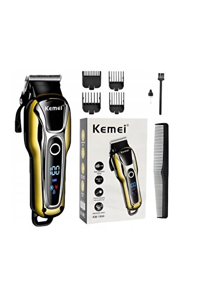 Mihai Kemei KM 1990 cordless hair clipper, 2000 mAh battery, LCD display, sta...