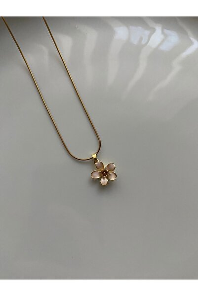 Anetta Jewelry Kadın altın renk pudra çiçek model Vintage çelik kolye