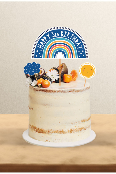 Hey Parti Torta sa tri sloja za 3-godišnju devojčicu sa temom duginih boja