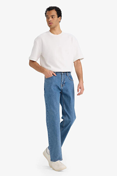 DeFacto D9839Axnm28 Blue Diago Comfort Fit Jean Pants