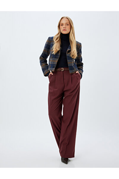 Koton 5wak40154pw 464 Burgundy Damen Gewebte Hose