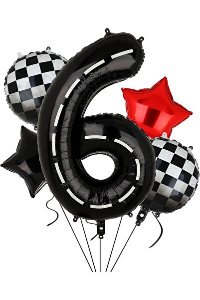 Partifabrik Racing Themed 6 Year Old Balloon Set