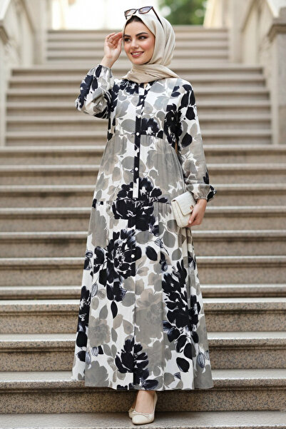 N.S NEVA STYLE Patterned Mint Hijab Dress 24017Mint