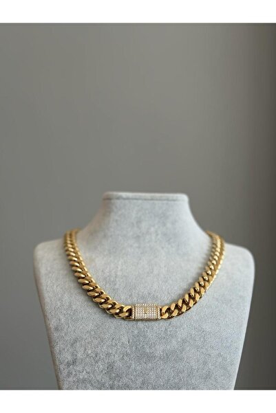 ZERA STEEL JEWELRY XUPİNG MODEL ZİRKON TAŞLI GOLD KOLYE
