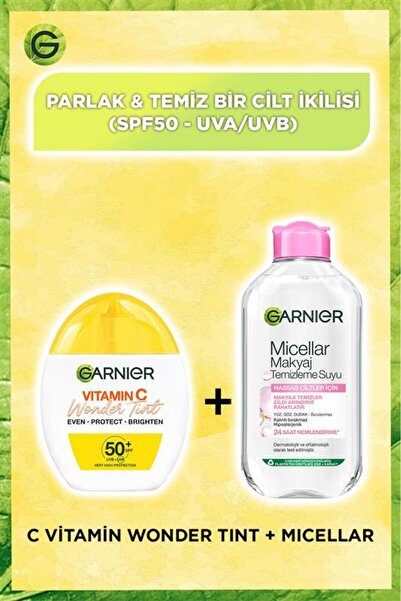 Garnier Wonder Tint C Vitamini Renkli Nemlendirici Yüz Güneş Krem SPF50, Mice...