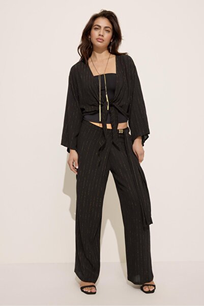 Stradivarius Flowing metallic thread trousers