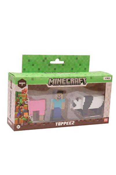 MINECRAFT Figurine Topeez Pachet de 3 în cutie Steve Oaia Roz Panda