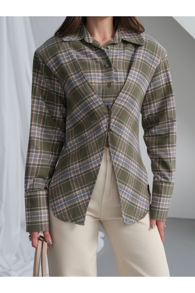 Paw Garage Women's Louren Padded Cross-Closure Plaid Shirt, Lumberjack Shirt