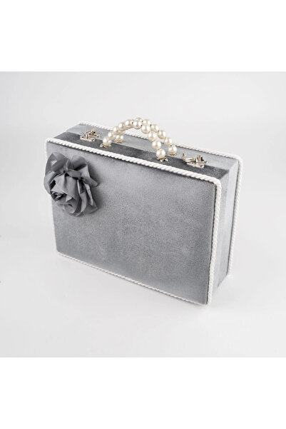 Hayrat Neşriyat Velvet Chest Dowry Box Quran Box (Gray, Hollow Box)
