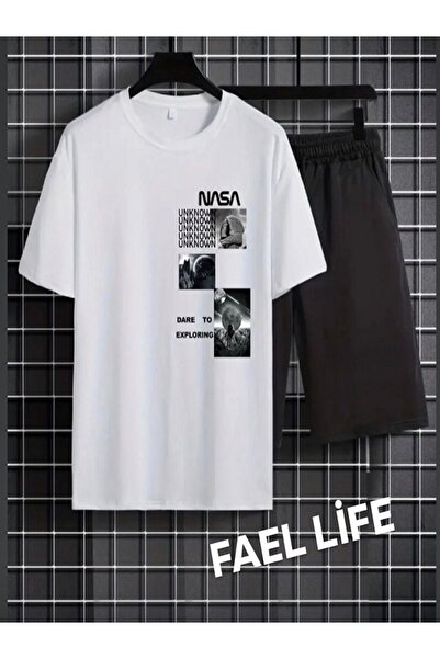 FAEL LİFE Girls'/Boys' Loose Fit T-Shirt and Shorts Nasa Image Set