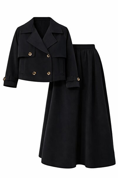 Touché Privé Trench Coat Skirt Set