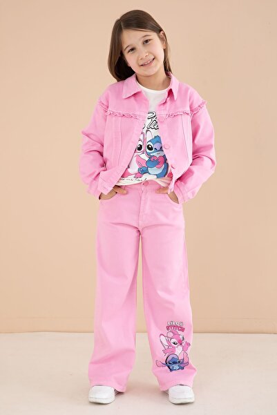 Cansın Mini Set 3 piese pentru fetițe, cu jachetă și pantaloni, cu imprimeu c...