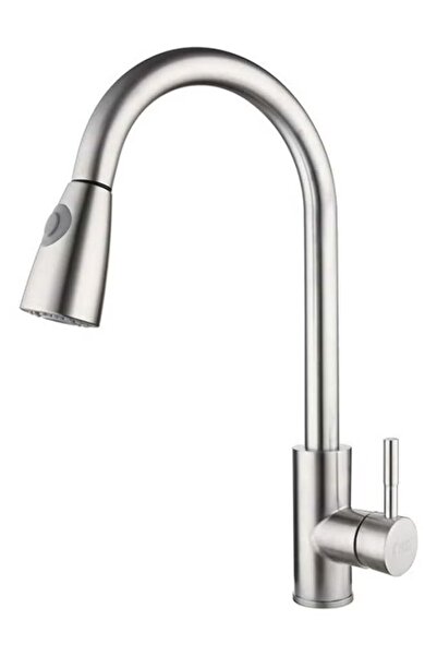 Primo Plus صنبور مطبخ قابل للسحب بنمطين للرش، فضي اللون