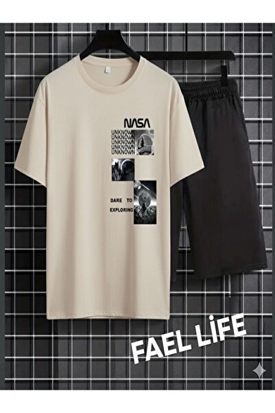 FAEL LİFE Girls'/Boys' Loose Fit T-Shirt and Shorts Nasa Image Set
