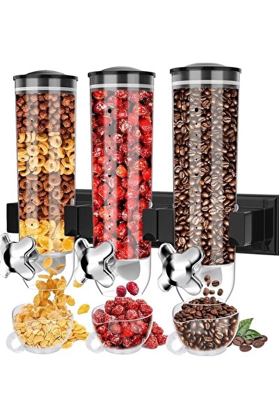 BASE TRIPLU wall-mounted cereal and dry food dispenser with 3 cups