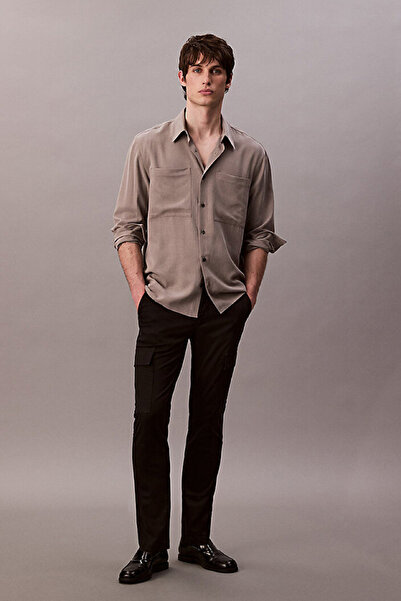 Calvin Klein Men's Slim Refined Cotton Trousers - Black