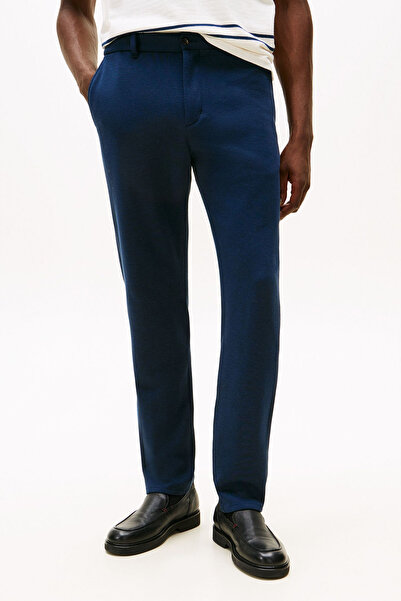 Tommy Hilfiger بنطلون رجالي محبوك بنسيج بيكيه - أزرق داكن