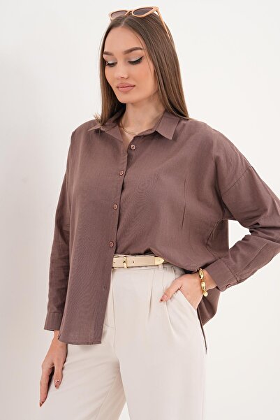 ŞİMAL Cămașă de damă din in, cu mânecă lungă, model Flam 260238