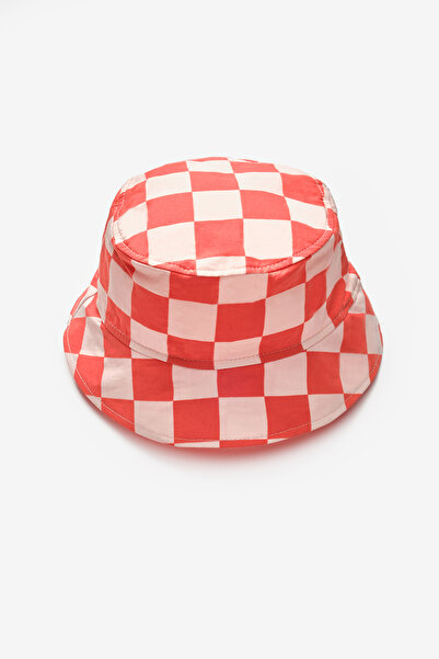 Le Mabelle Red Checkered Patterned Children's Bucket Hat