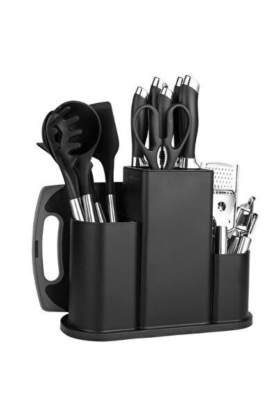 BASHAR Set de 20 de ustensile și cuțite de bucătărie cu suport elegant pentru...