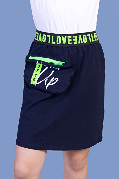 Toontoy Girl's Regular Fit Printed Pencil Skirt - with Bag Detail