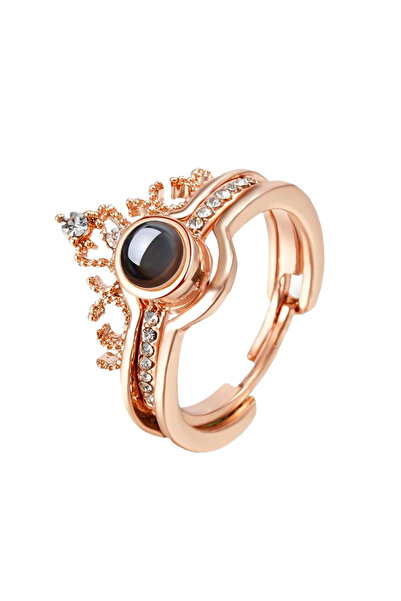 EFAYN.RO Set of two women's rings, royal model with text I love you in 100 la...