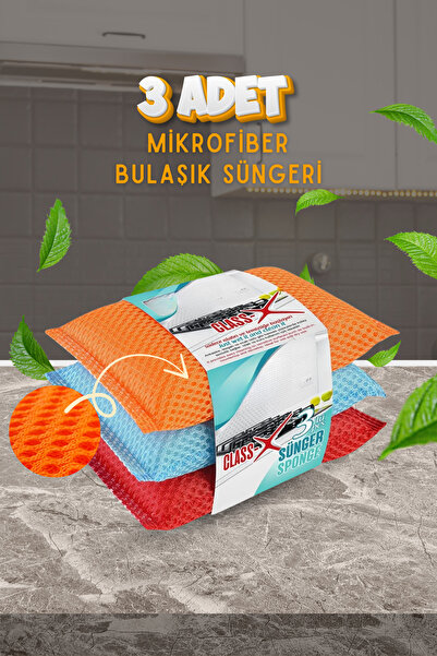 grimorlife 3 Pieces of Microfiber Dishwashing Sponges – Durable and Hygienic ...