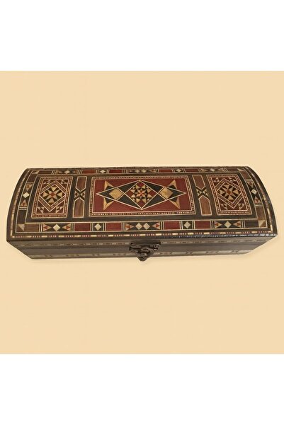 alomran orientals A Syrian wooden box decorated with colorful geometric inlays