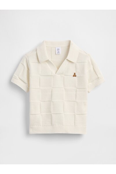 GAP Erkek Bebek Beyaz Kareli Polo T-Shirt