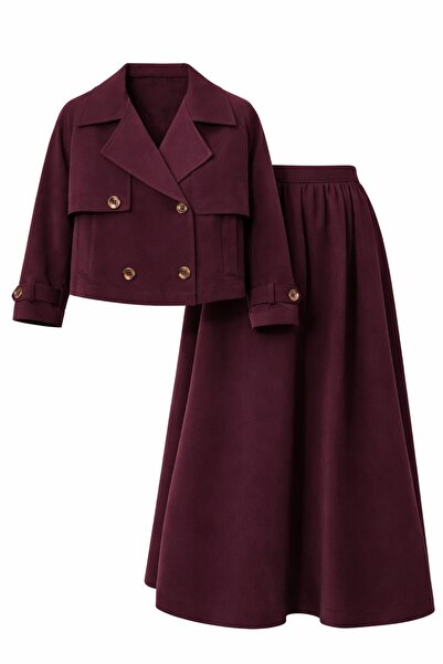 Touché Privé Trench Coat Skirt Set