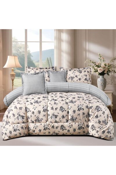 PUREZA Mingli King Size 6-Piece Bedspread Set: Floral King Duvet (230x250cm) ...