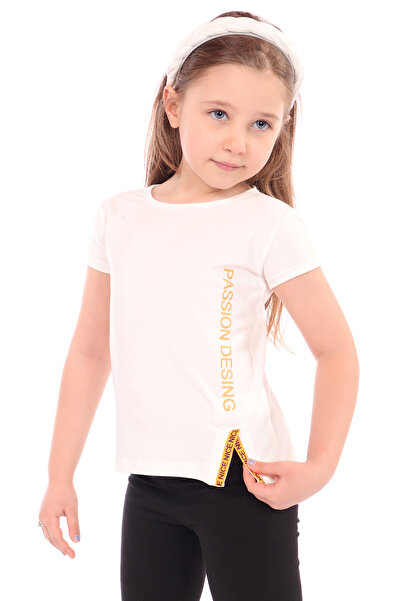 Toontoy Baby Girl Printed Crew Neck Short Sleeve T-Shirt - Slit Design