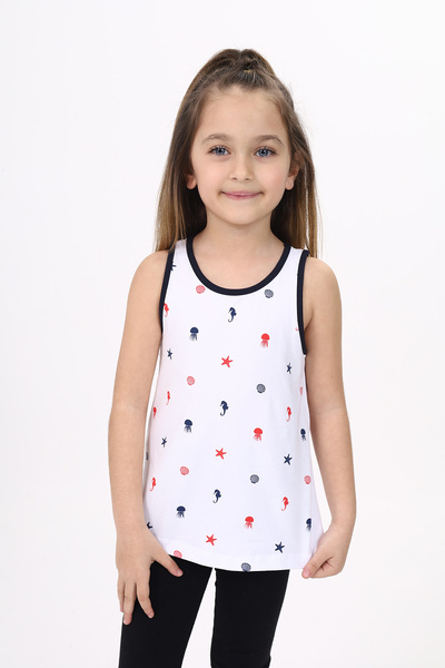 Toontoy Girl's Printed Crew Neck Basic Undershirt