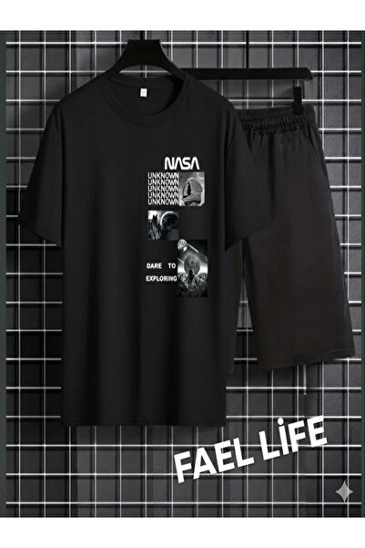 FAEL LİFE Girls'/Boys' Loose Fit T-Shirt and Shorts Nasa Image Set