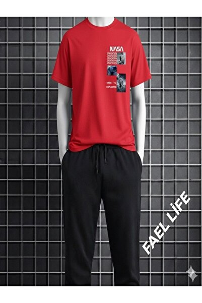 FAEL LİFE Girls'/Boys' Loose Fit T-Shirt and Sweatpants Nasa Image Set