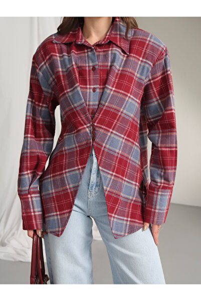 Paw Garage Women's Louren Padded Cross-Closure Plaid Shirt, Lumberjack Shirt