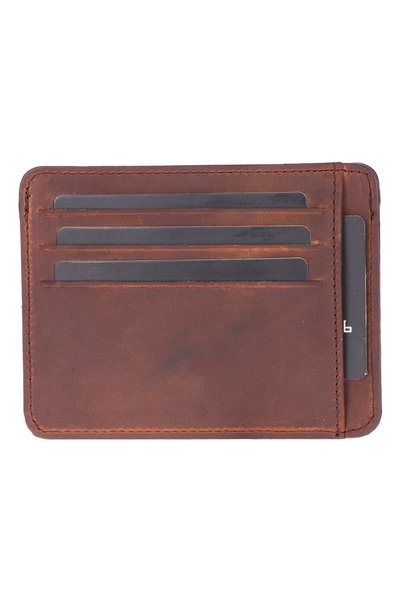 Lev Leather Genuine Leather Slim Card Holder – Slim Business Card Holder with Snap Closure and Money Compartment, Minimalist Design