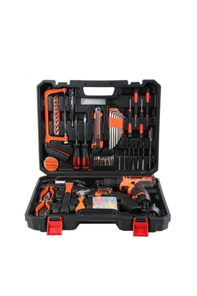 SP A complete tool kit containing a drill and versatile hand tool set for hom...