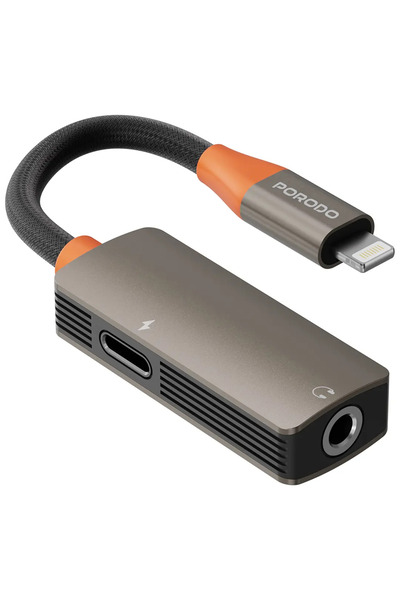 porodo AudioLink Duo Lightning + 3.5mm Jack Audio And Charge Splitter