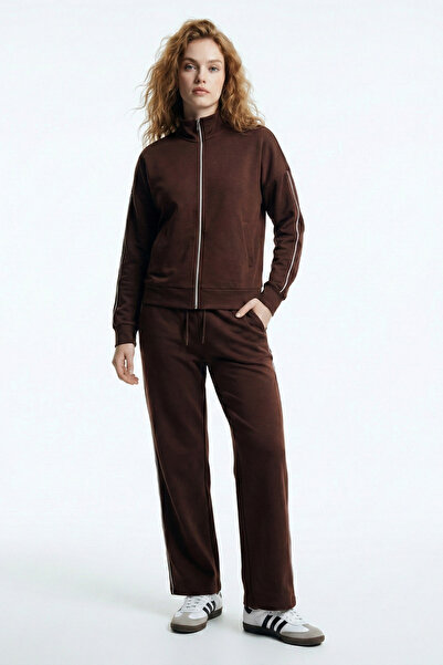 AWOONN Γυναικείο σετ φόρμας με ριγέ φερμουάρ