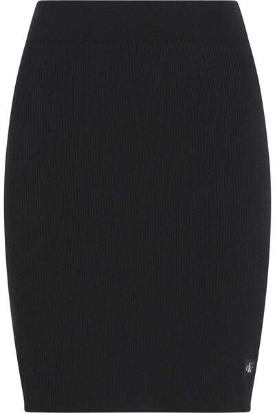 Calvin Klein WOVEN LABEL SWEATER, BEH Siyah Kadın Elbise-Etek