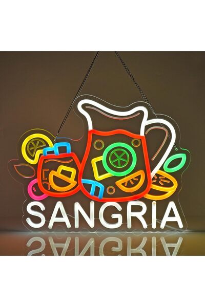 Slasa Sangria Neon Sign 37x29 cm with 6mm Acrylic Base LED Wall Decor Multicolor