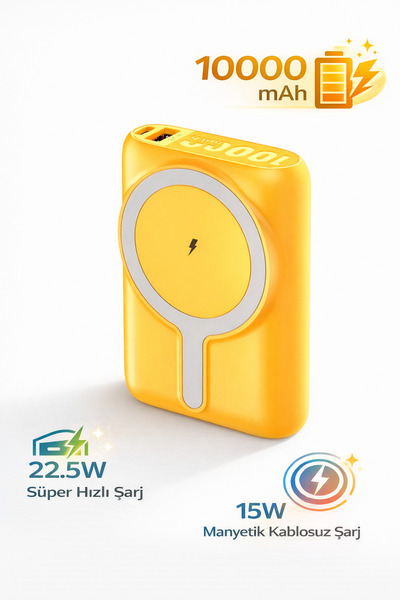 Coverzone 10000mAh MagSafe Uyumlu Kablosuz Powerbank 22.5W PD 15W Wireless Ty...
