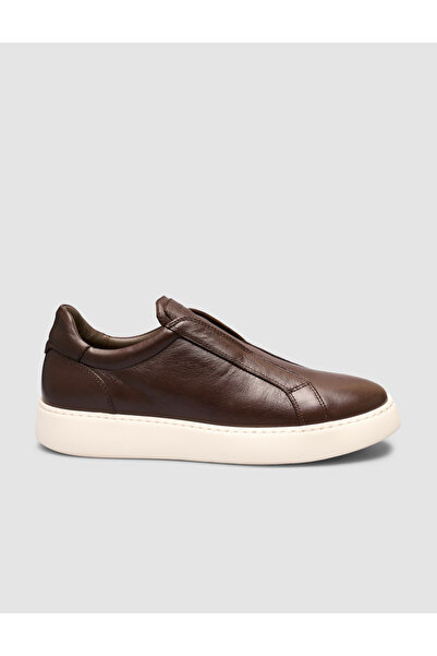Cabani Brown Genuine Leather Slip-On Sneaker Shoes